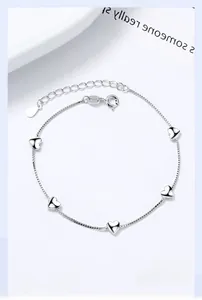 Detail showing S925 sterling silver heart box chain with adjustable extender and clasp