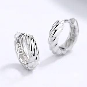 925 Sterlingsilber Gedrehte Creolen Retro Seilmuster Minimalistisch Geometrisch Polierte Gold Silber Ohrringe Für Damen Schmuck