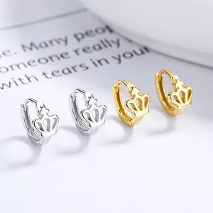 925 sterling silver crown hoop earrings in gold and silver finish for women