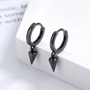 925 Sterling Silver Spike Hoop Earrings Geometric Cone Drop Earrings Minimalist Punk Jewelry For Women Men Pair