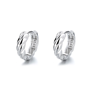 Minimalistische 925 Sterling Silber Creolen mit gedrehtem Vintage Textur Design