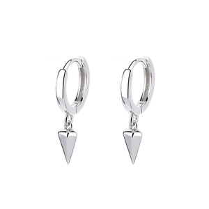 Minimalist 925 sterling silver hoop earrings with polished cone spike pendants