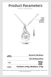 Detail view of S925 silver necklace with 12.2x11.4mm dimensions and 40+5cm chain length
