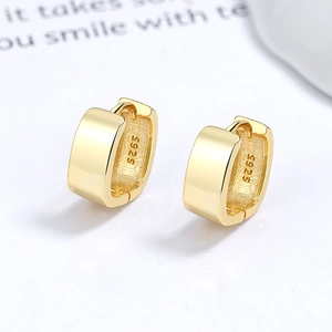 Minimalist 18k gold plated S925 sterling silver geometric square hoop earrings for women