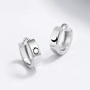 925 Sterling Silber Creolen mit Sonne- und Mond-Motiven in poliertem Glanz-Finish