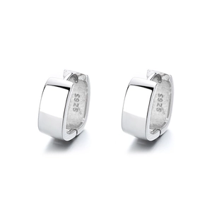 Minimalist S925 sterling silver U-shaped hoop earrings with a polished geometric finish
