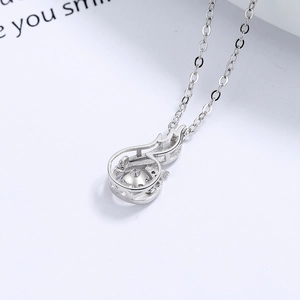 Elegant S925 sterling silver phoenix necklace with sparkling heart beating zircon stone