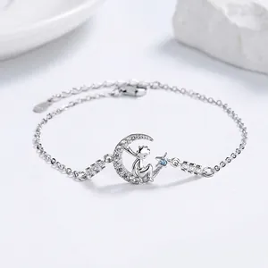 925 silver The Little Prince bracelet with moon pendant and blue star stone