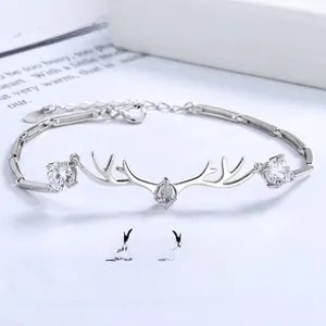 Detailed macro of S925 sterling silver antler bracelet with clear teardrop zircon gems