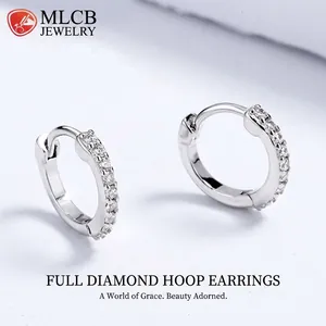 Elegant s925 silver pave set zirconia hoop earrings with 18k gold plating details
