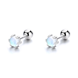 Elegant S925 sterling silver stud earrings with moonstone and screw back closure