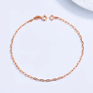 Minimalistische 925 sterling zilveren kettingarmband met roségouden klaver hanger