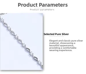 Detailed view of sterling silver bracelet with interlaced links and clear cubic zirconia