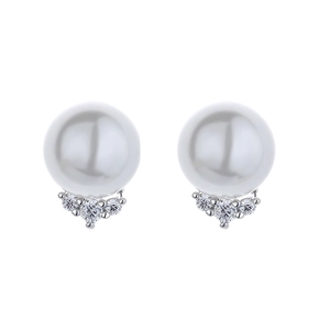 Élégantes boucles d'oreilles perles en argent S925 avec accents de zircone étincelants