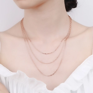 Dreilagige roségoldene Gliederkette für Damen mit elegantem minimalistischem Lagen-Design