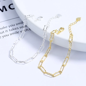 925 Sterling Silver Hammered Paperclip Chain Bracelet For Women Italian Cut Heart Charm Adjustable Link Jewelry Gift