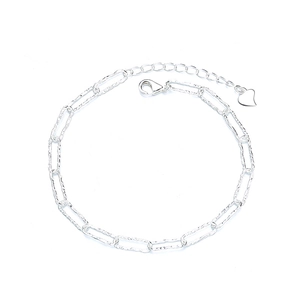 925 sterling silver paperclip chain bracelet with hammered texture and heart pendant