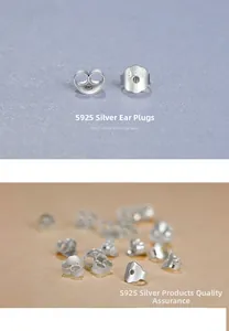 Macro view of S925 sterling silver butterfly earring backs with 925 hallmarks