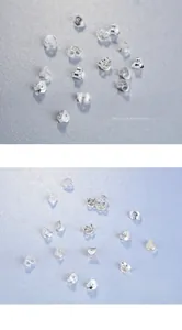 Detailed close-up of S925 sterling silver butterfly earring backs with 925 hallmarks