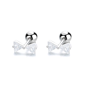 Boucles d'oreilles nœud en argent 925 avec zircons et fermoir à vis pour plus de sécurité