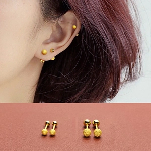 925 silver golden ball screw-back earrings with matte and polished texture details