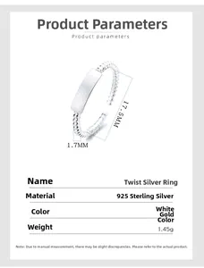 Technical specifications and dimensions for the 925 sterling silver twisted rope ring