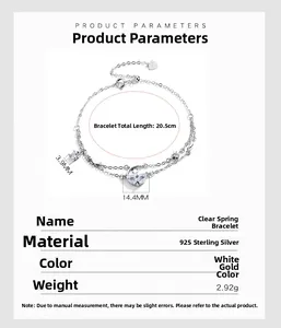 Detailed technical drawing of 925 sterling silver bracelet with dimensions and weight