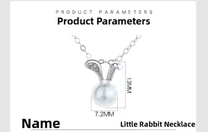 Close-up showing 13mm height and 7.2mm width dimensions of rabbit pearl pendant
