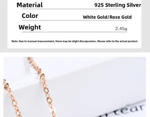 Detail of 925 sterling silver chain in white gold and rose gold finishes weighing 2.45g
