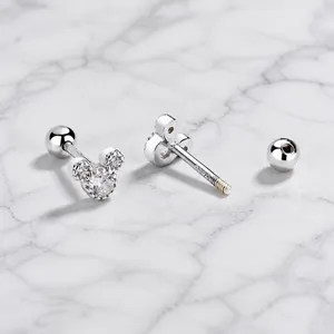 Pendientes de Mickey Mouse en plata de ley 925 con circonitas cúbicas brillantes