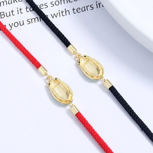 Minimalist S925 sterling silver golden cicada braided bracelets in red and black