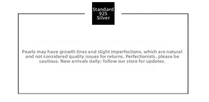 Detailed chart explaining S925 sterling silver material and natural shell pearl textures