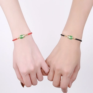 S925 silver cicada charms on red and black braided cord bracelets for couples