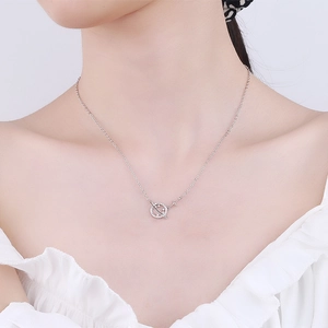 Minimalist 925 sterling silver hollow planet necklace with sparkling star pendant