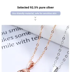 Detail of S925 sterling silver Mobius necklace showing skin-friendly and hypoallergenic texture