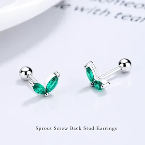 Orecchini a foglia in argento 925 con cristalli marquise verde smeraldo