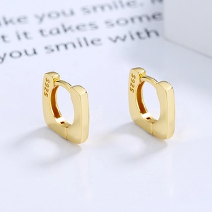 Boucles d'Oreilles Créoles Carrées Géométriques en Argent Sterling 925 pour Femmes Minimalistes Petits Grands Fermoirs Or Argent Bijoux