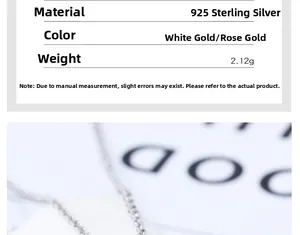 Detailed specs of the 925 sterling silver Mobius necklace showing weights and finishes