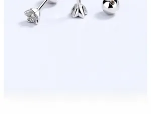 Detailed macro view of S925 sterling silver flower screw back stud earring components