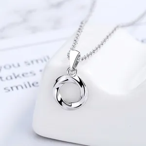Minimalist 925 Sterling Silver Mobius Necklace For Women Geometric Twist Pendant Clavicle Chain Simple Jewelry Gift
