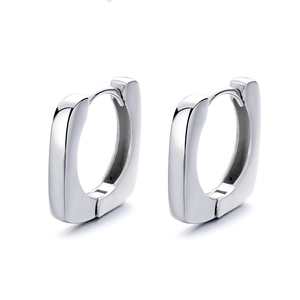 Boucles d'oreilles carrées en argent sterling 925 poli pour femme au design minimaliste