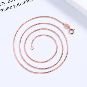 S925 sterling silver 1mm snake chain necklace in rose gold finish for women