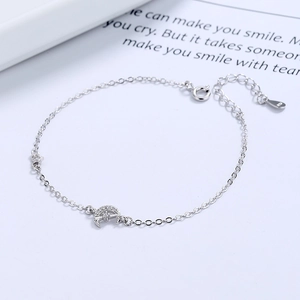 Elegant S925 sterling silver cupid star moon bracelet with crescent moon pendant for women