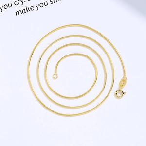 Classic 1mm S925 sterling silver gold plated snake bone chain necklace for women