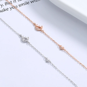 Elegant 925 sterling silver moon and star bracelets in silver and rose gold finish