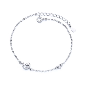 925 Sterling silver bracelet for women with dainty crescent moon and star arrow charm