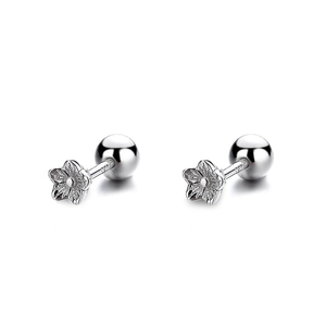 Elegant 925 sterling silver five-petal flower stud earrings with secure screw back closure