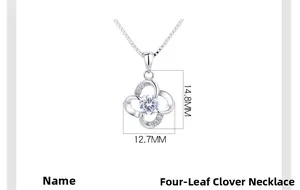 Detailed view of S925 sterling silver clover pendant measuring 14.8mm by 12.7mm