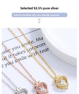 Detailopname van S925 sterling zilveren hartvormige hangers in zilver, roségoud en goud