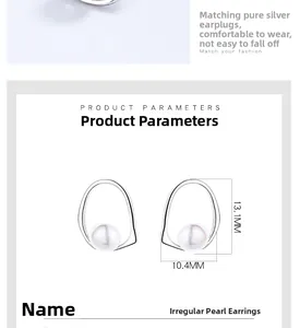 Detailed size parameters of irregular freshwater pearl earrings in 925 sterling silver